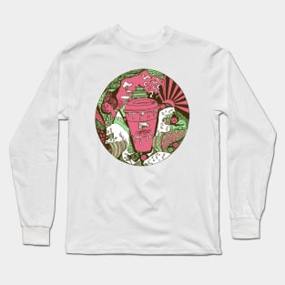 Pink and Mint Coffee In Japan Long Sleeve T-Shirt